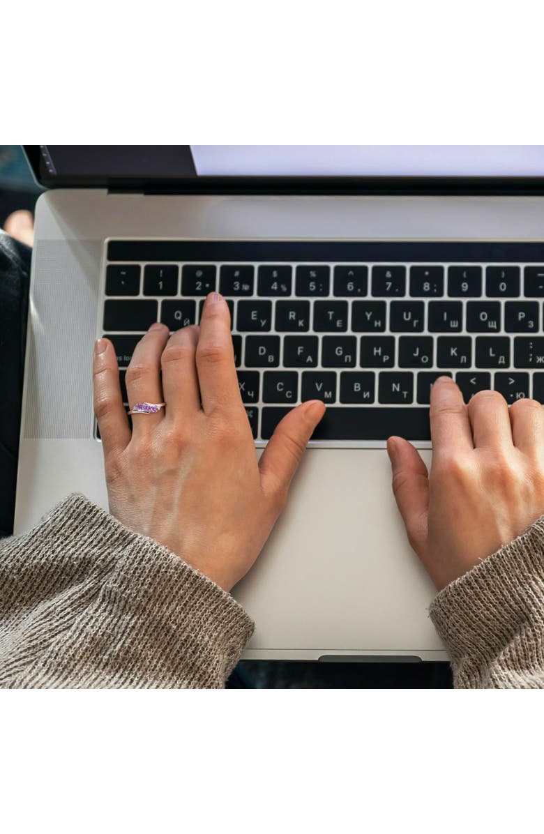 Julianna B. Amethyst & Diamond 3-Stone Ring, Alternate, color, Amethyst