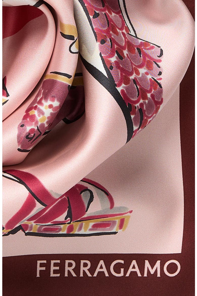 Genio Print Silk Square Scarf, Alternate, color, ROSE/RED