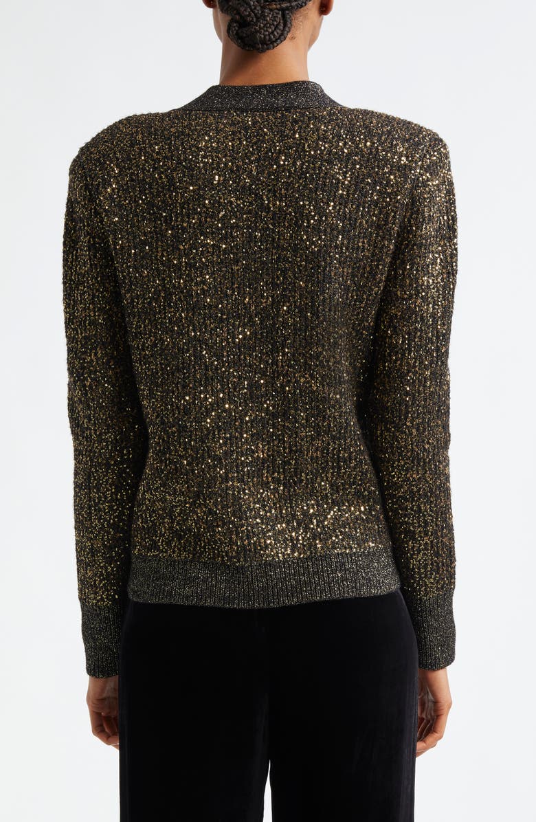 L'AGENCE Jinny Sequin Cardigan, Alternate, color, Black/ Gold Sequin
