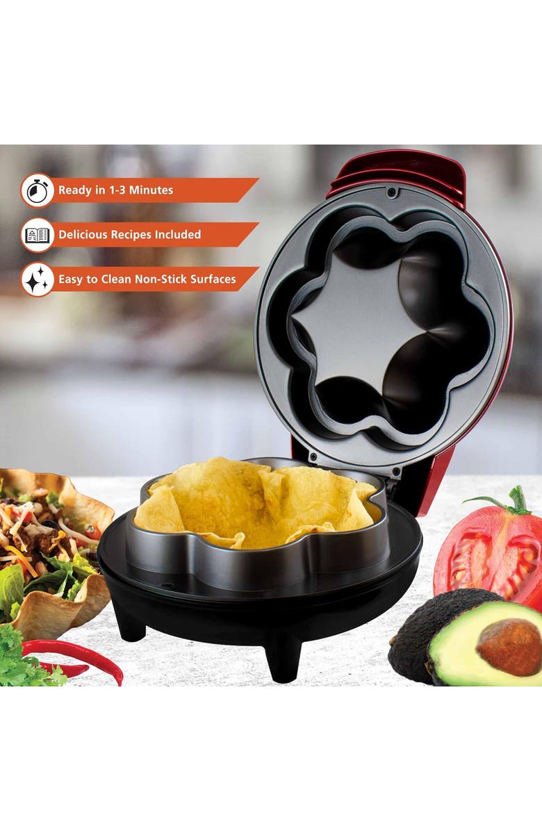 Brentwood Taco Bowl Maker, Alternate, color, Red