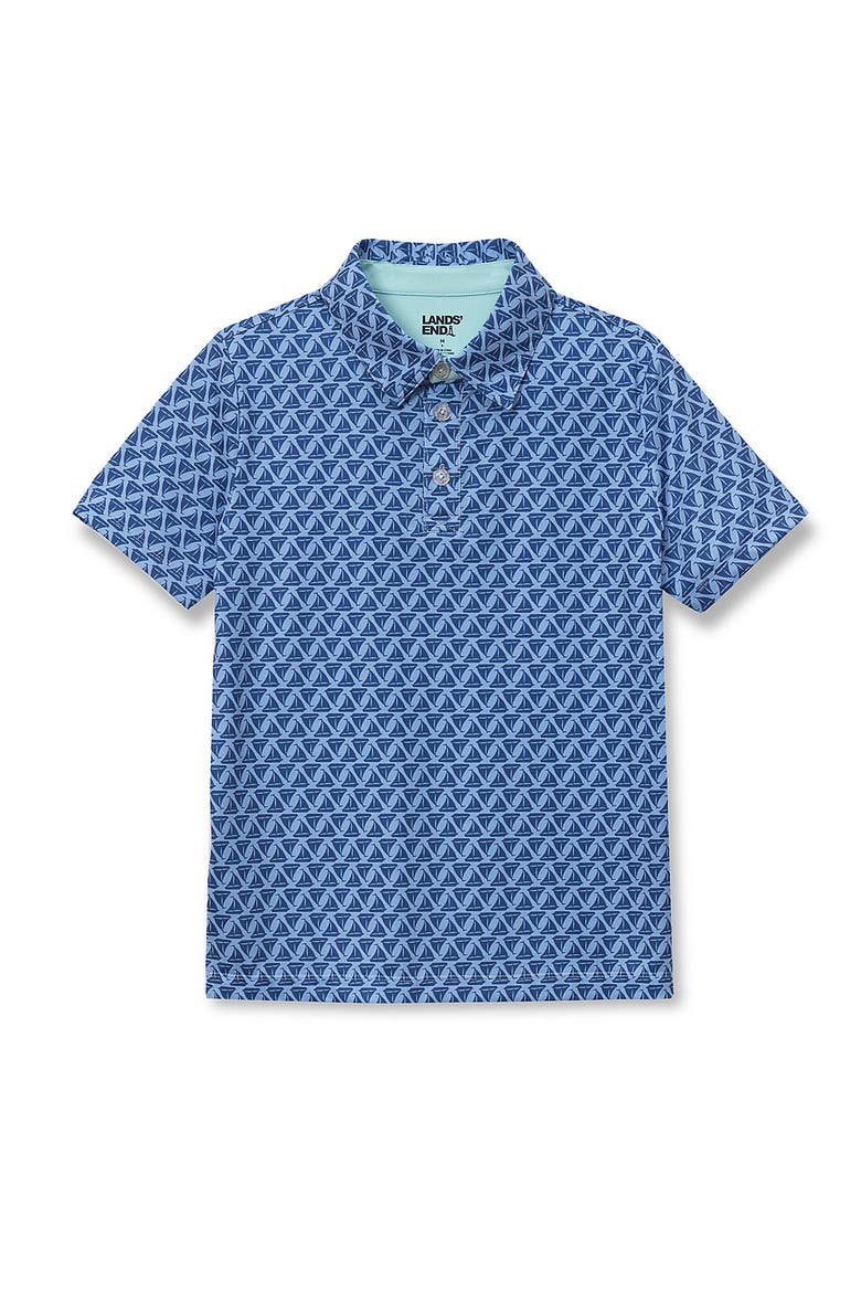 Boys Short Sleeve Performance Polo, Alternate, color, Sailboats/Copen Blue