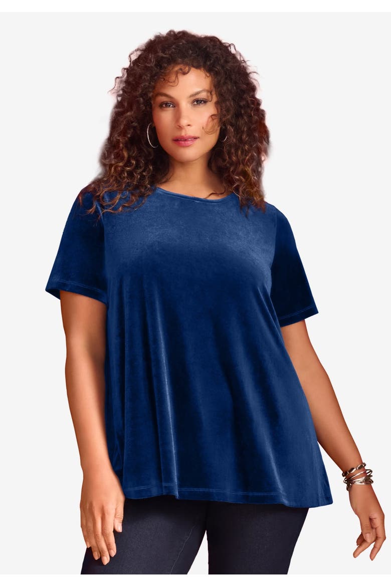 Velour Swing Tee, Alternate, color, EVENING BLUE