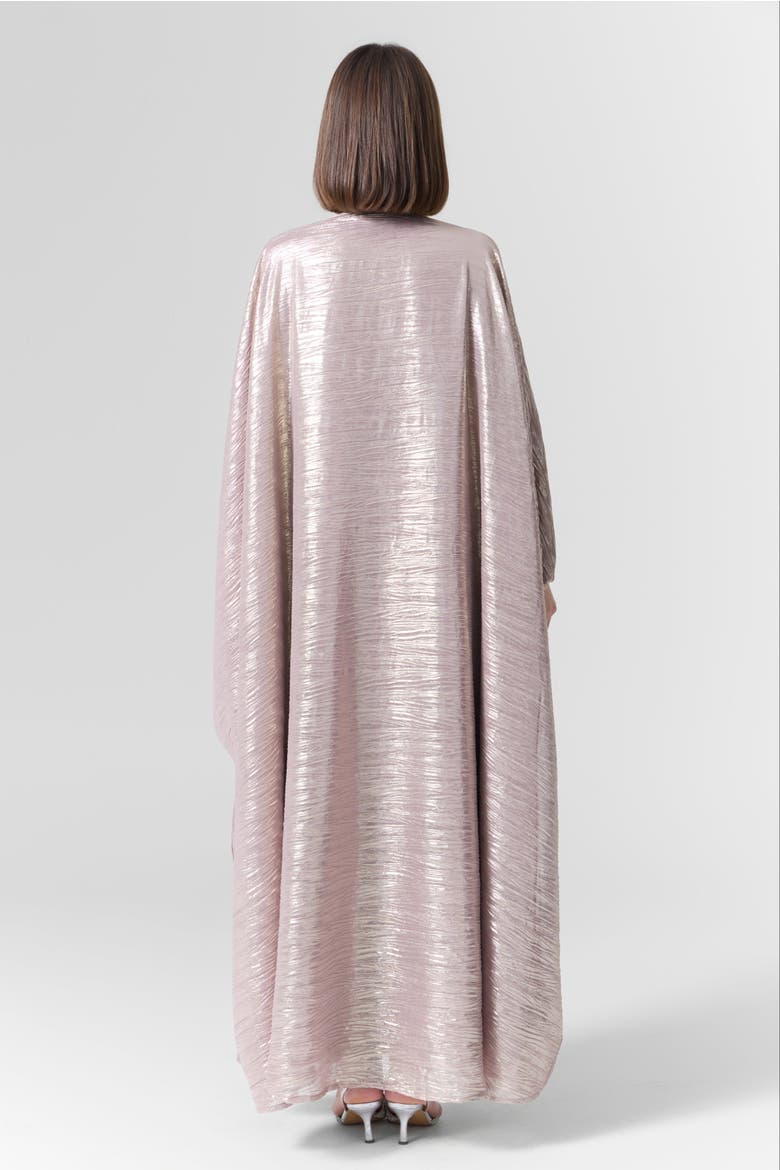 Luna Silk Metallic Plissé Gown, Alternate, color, Rose