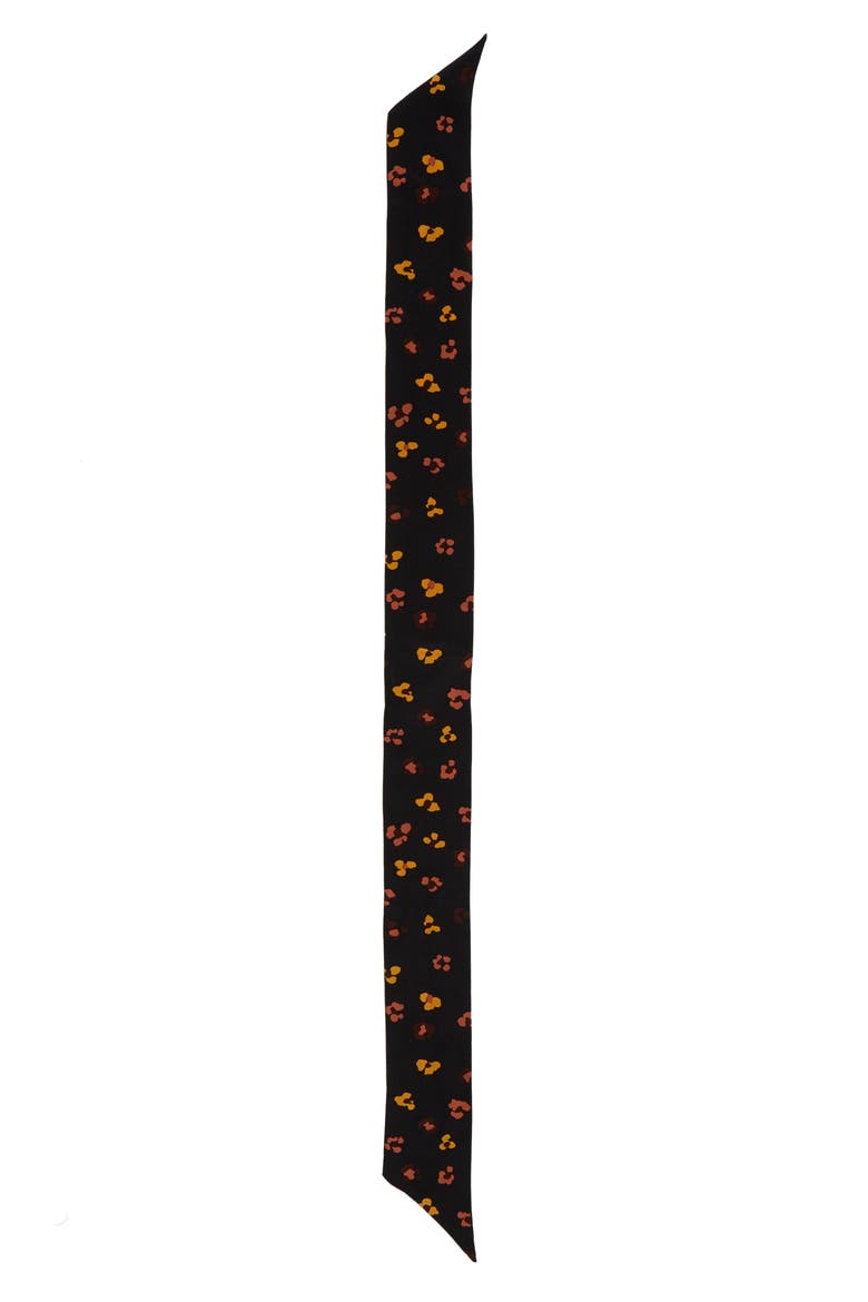 Silk Skinny Bandana, Alternate, color, LEOPARD FLORAL TRUE BLACK