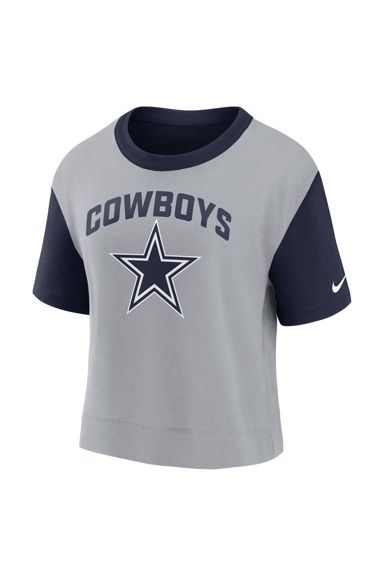 Women's Nike Navy/Silver Dallas Cowboys High Hip Fashion T-Shirt, Alternate, color, Navy