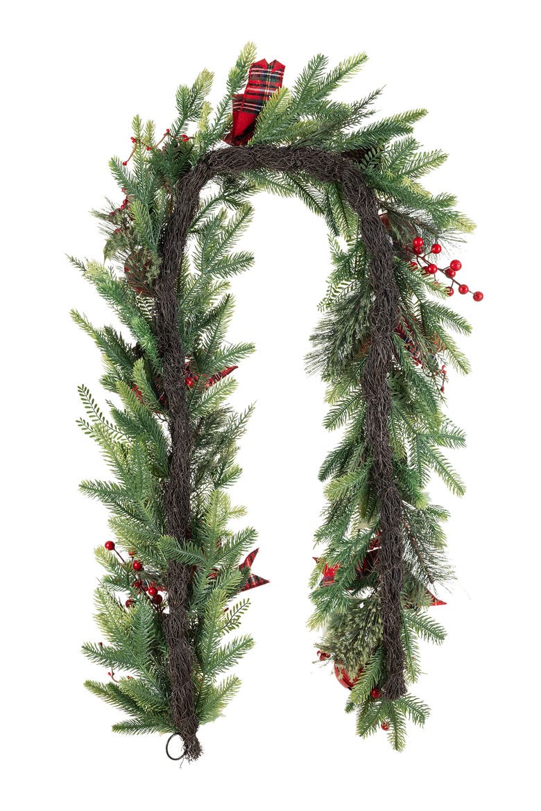 6ft Christmas Berry & Pinecone Floral Garland, Alternate, color, Red