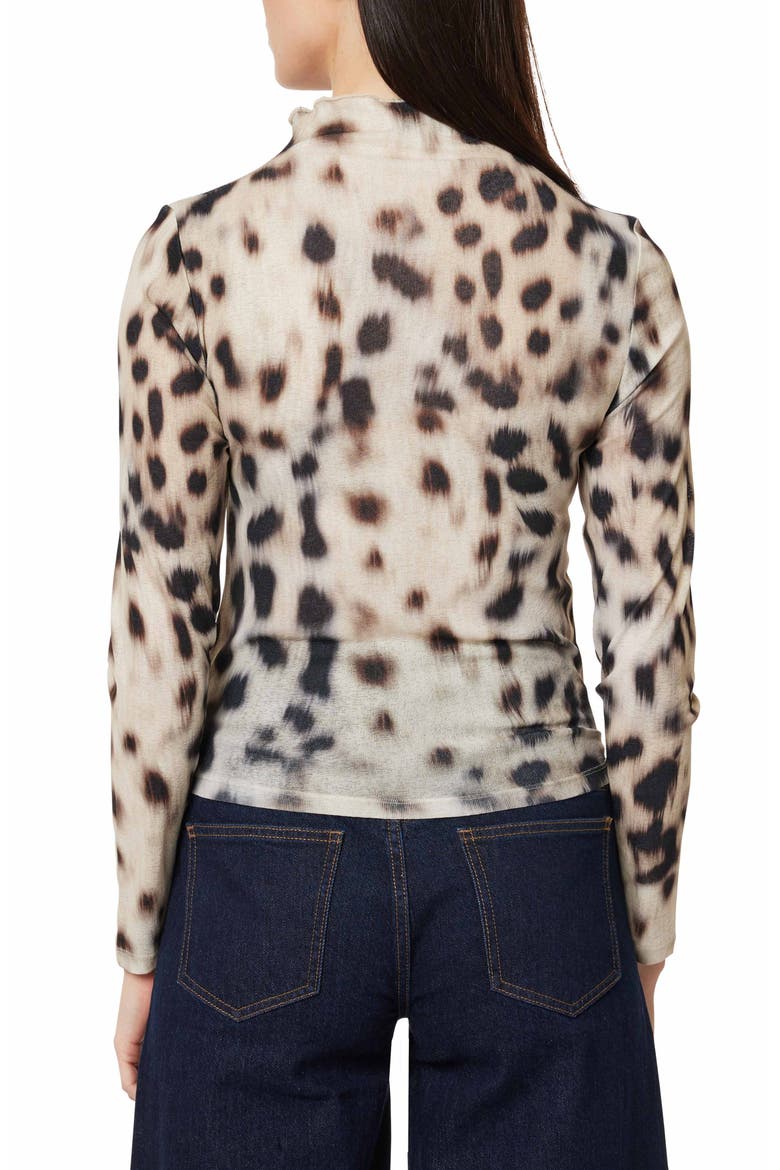 Turtleneck Cotton Blend Top, Alternate, color, WHISPER WHITE ANIMAL PRINT
