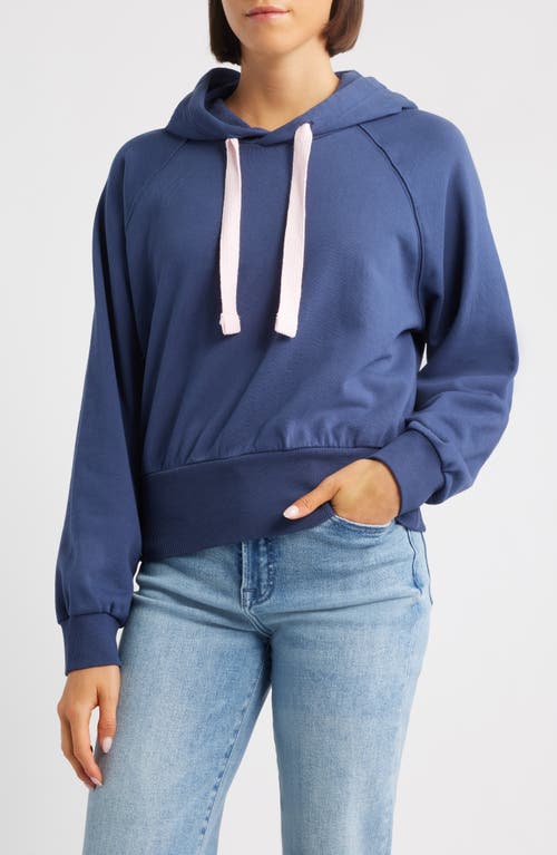 City Blues Crop Cotton Hoodie In Blue