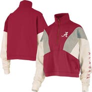 PRESSBOX Women's Pressbox  Crimson Alabama Crimson Tide Ferrara Color Block Quarter-Zip Sweatshirt