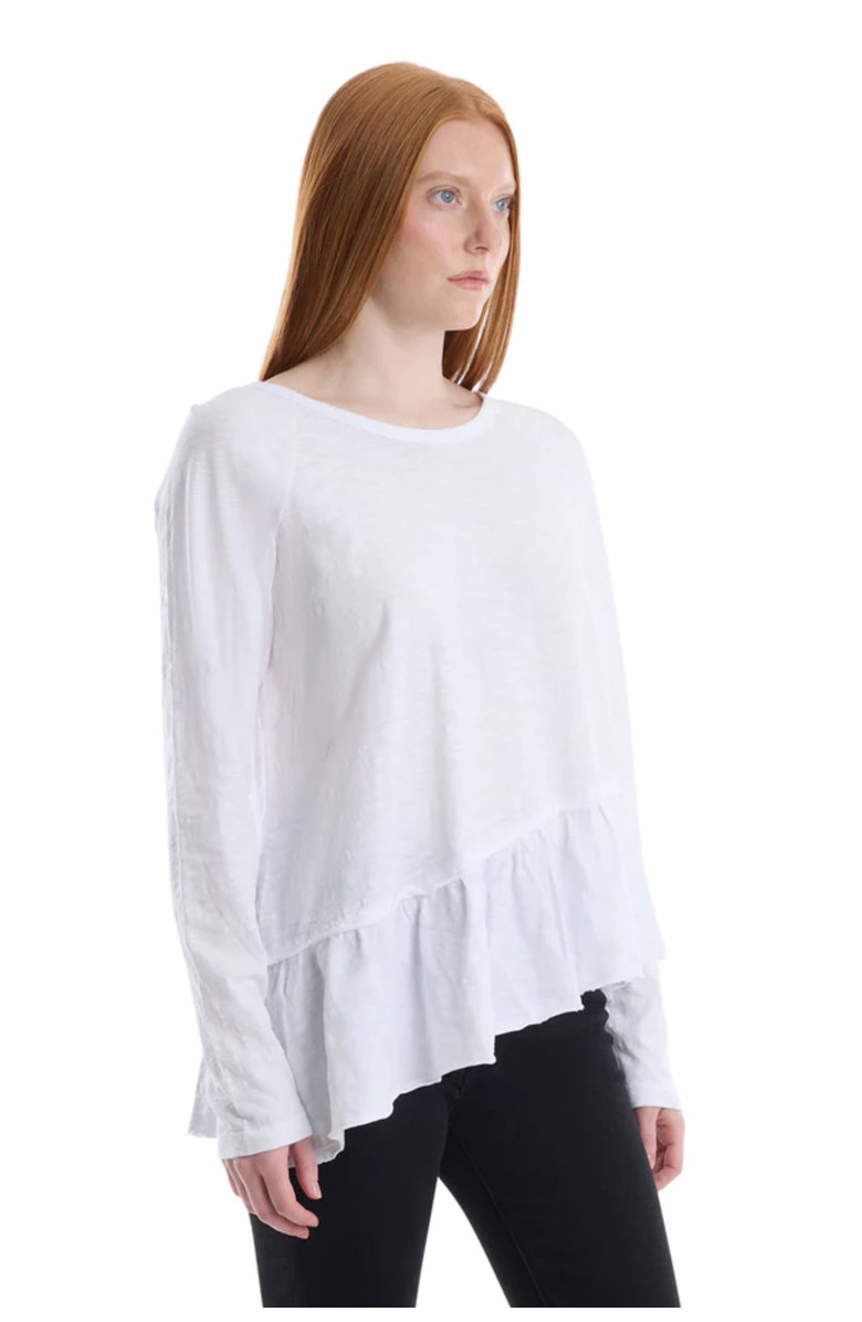 WILT Clothing Raglan Long Sleeve Asymmetric Peplum Hem Tee, Alternate, color, White