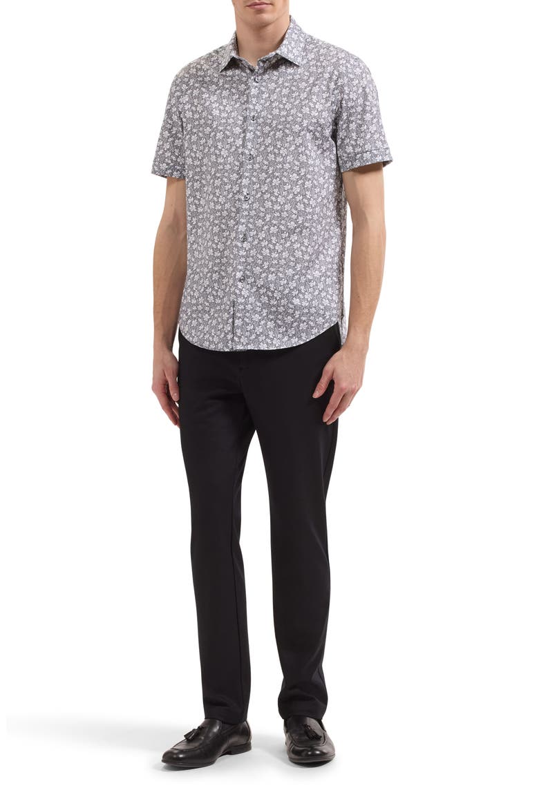 Miles OoohCotton® Print Short Sleeve Button-Up Shirt, Alternate, color, WHITE
