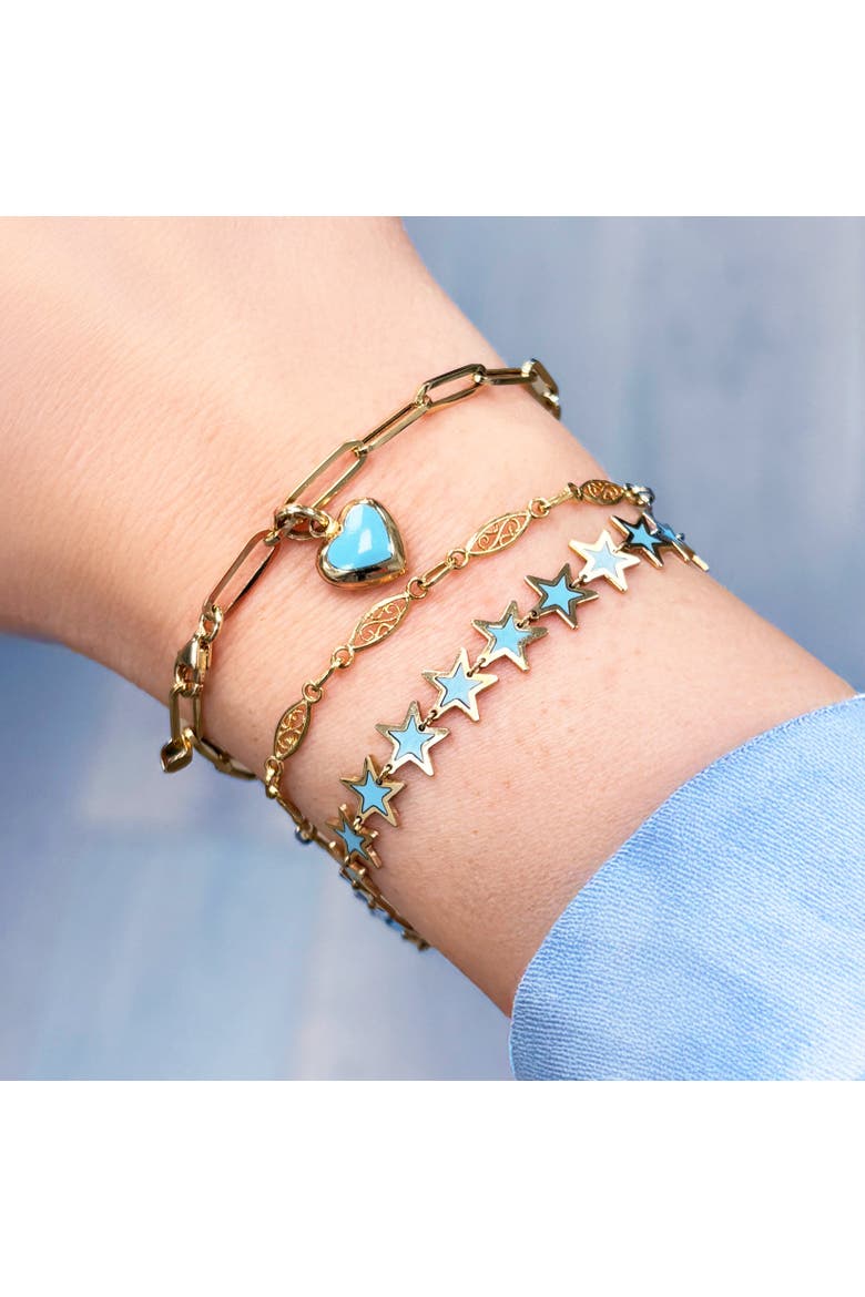 Turquoise Heart Paperclip Bracelet, Alternate, color, Turquoise