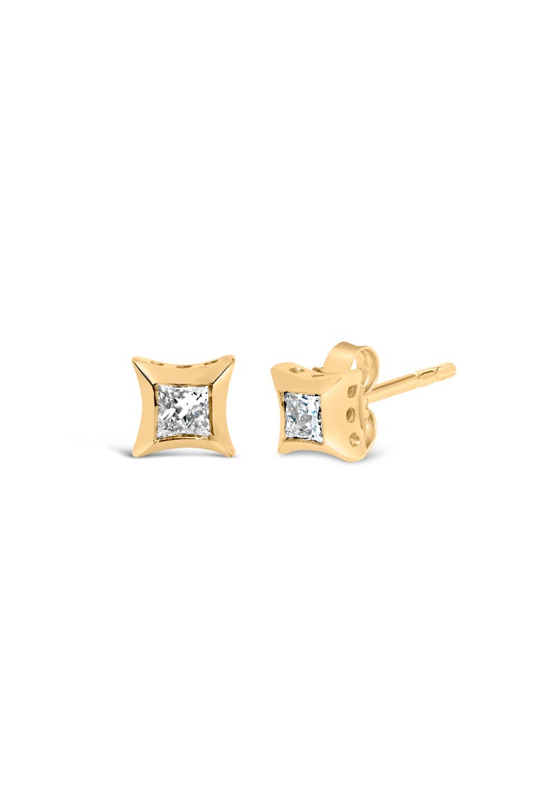 10K Gold 1/5 Cttw Invisible Set Princess-Cut Diamond Stud Earrings, Alternate, color, Yellow