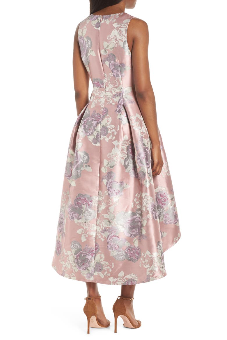 Floral Jacquard High/Low Ballgown, Alternate, color, BLUSH