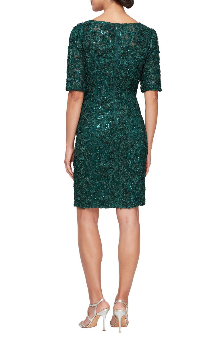 Alex Evenings Soutache V-Neck Sheath Dress, Alternate, color, 