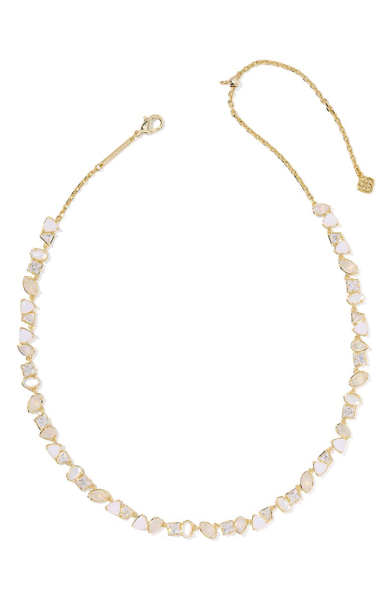 Kendra Scott Isabelle Crystal & Mother of Pearl Tennis Necklace, Alternate, color, Gold Neutral Mix