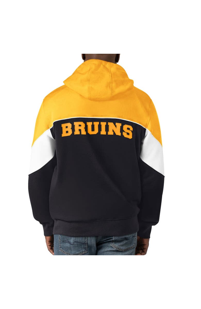 STARTER Men's Starter  Black/Gold Boston Bruins Power Forward Full-Zip Hoodie, Alternate, color, Black