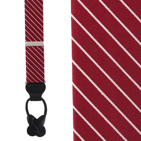 Declan Diagonal Stripe Silk Business Button End Suspenders