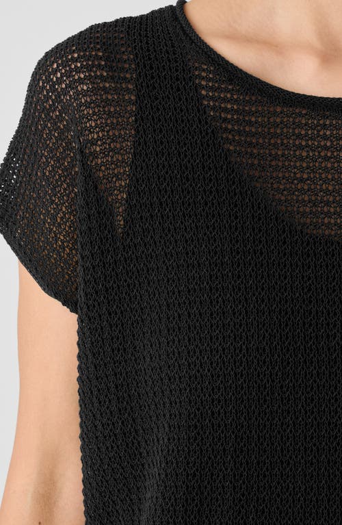 Eileen Fisher Open Stitch Organic Cotton Sweater In Black