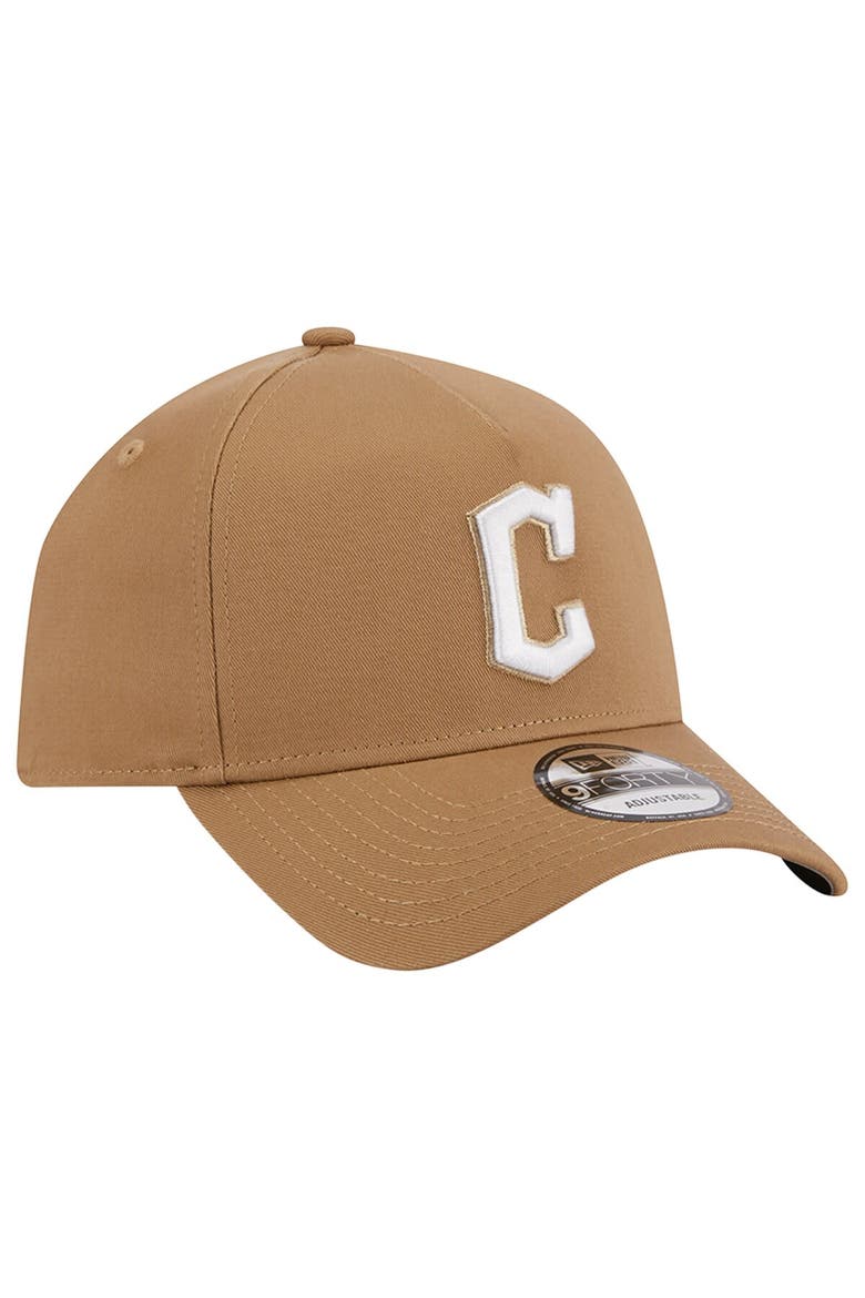 Men's New Era Khaki Cleveland Guardians A-Frame 9FORTY Adjustable Hat, Alternate, color, Khaki
