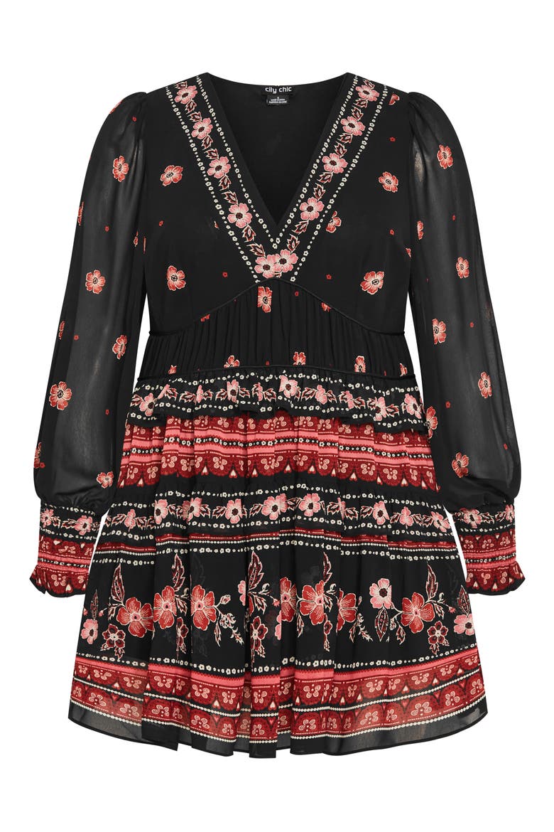 Ophelia Floral Print Long Sleeve Dress, Alternate, color, BORDER PRINT