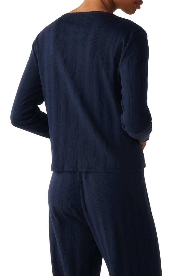Pointelle Cotton Cardigan, Alternate, color, NAVY