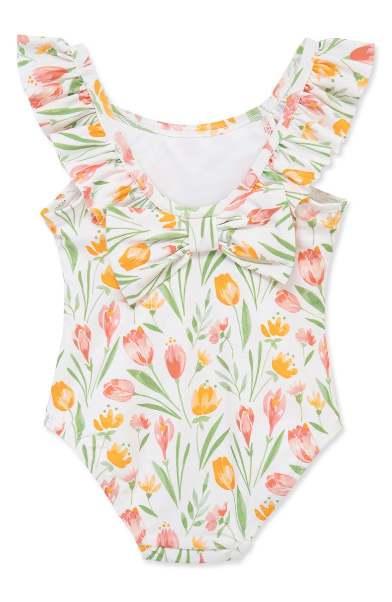 Little Me Crocus Ruffle One-Piece Swimsuit, Alternate, color, 