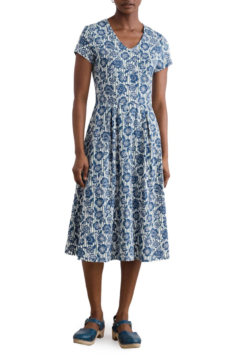 Seasalt Cornwall Pier View Floral Midi Fit & Flare Dress, Main, color, Floral Imprint Chalk