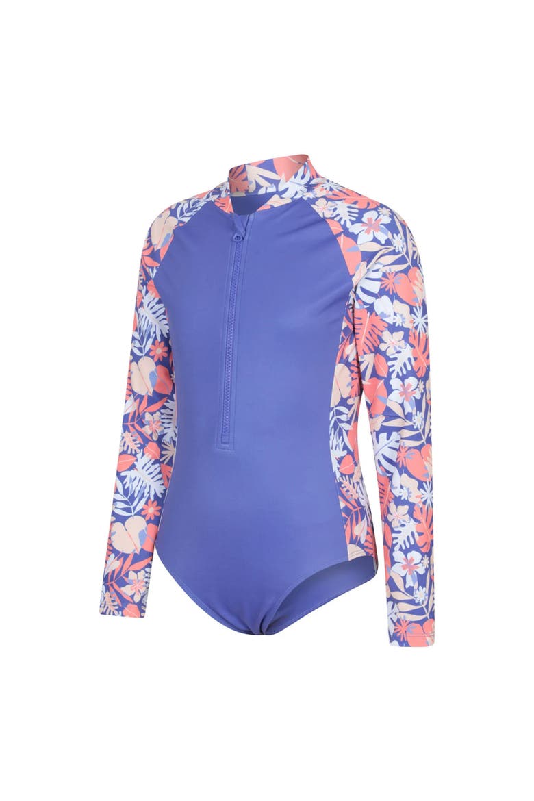 Childrens/Kids Mira Floral Rash Guard, Alternate, color, Purple