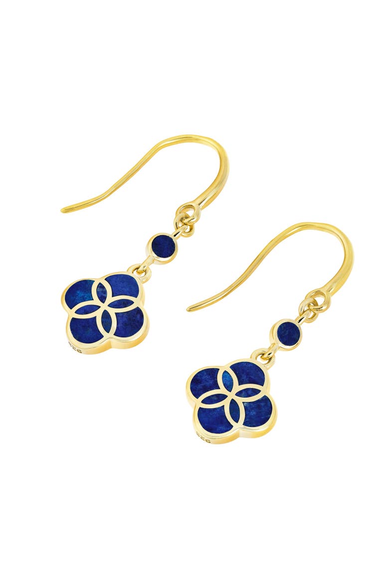 Petal Gemstone With 18K Gold Overlay Sterling Drop Earring, Alternate, color, BLUE