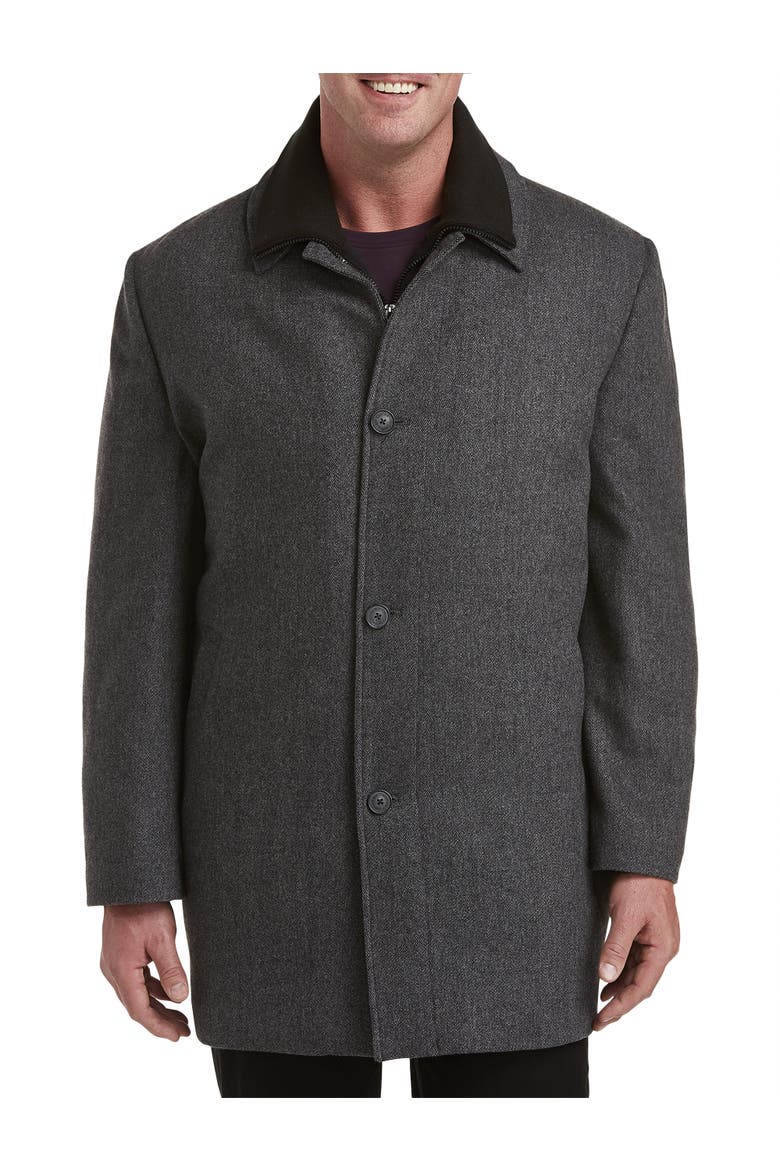 Big & Tall Herringbone Zale Overcoat, Alternate, color, GREY
