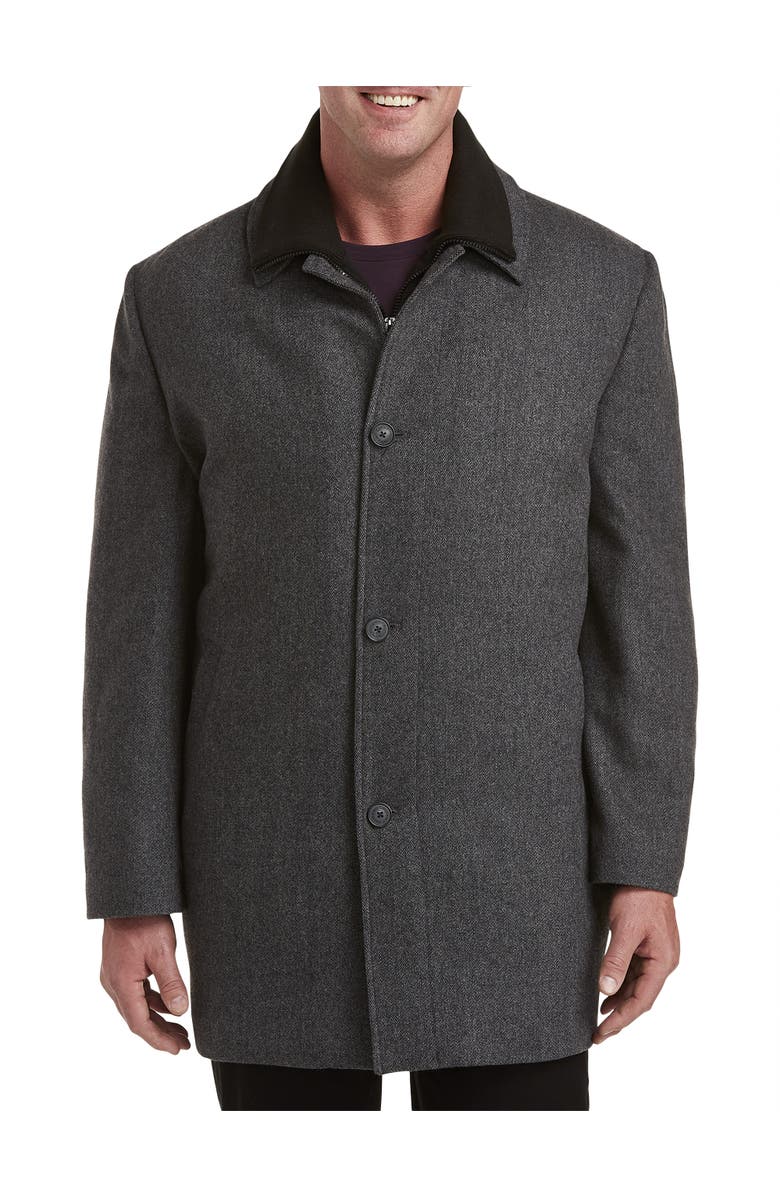 Calvin Klein Big & Tall Herringbone Zale Overcoat, Alternate, color, Grey