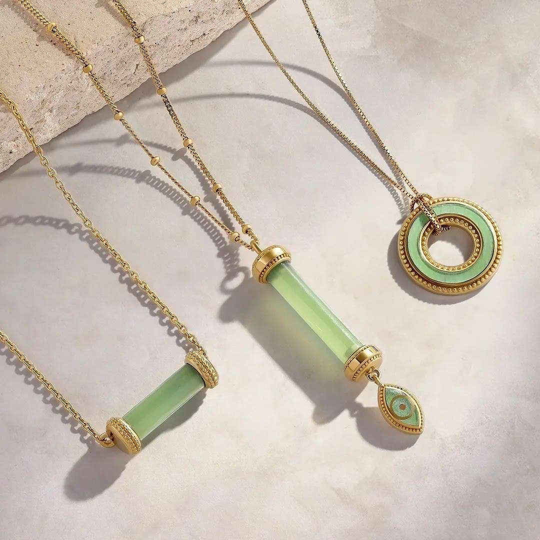 Karma and Luck Harmonious Path Jade Inlay Gold Necklace (Women) | Nordstrom