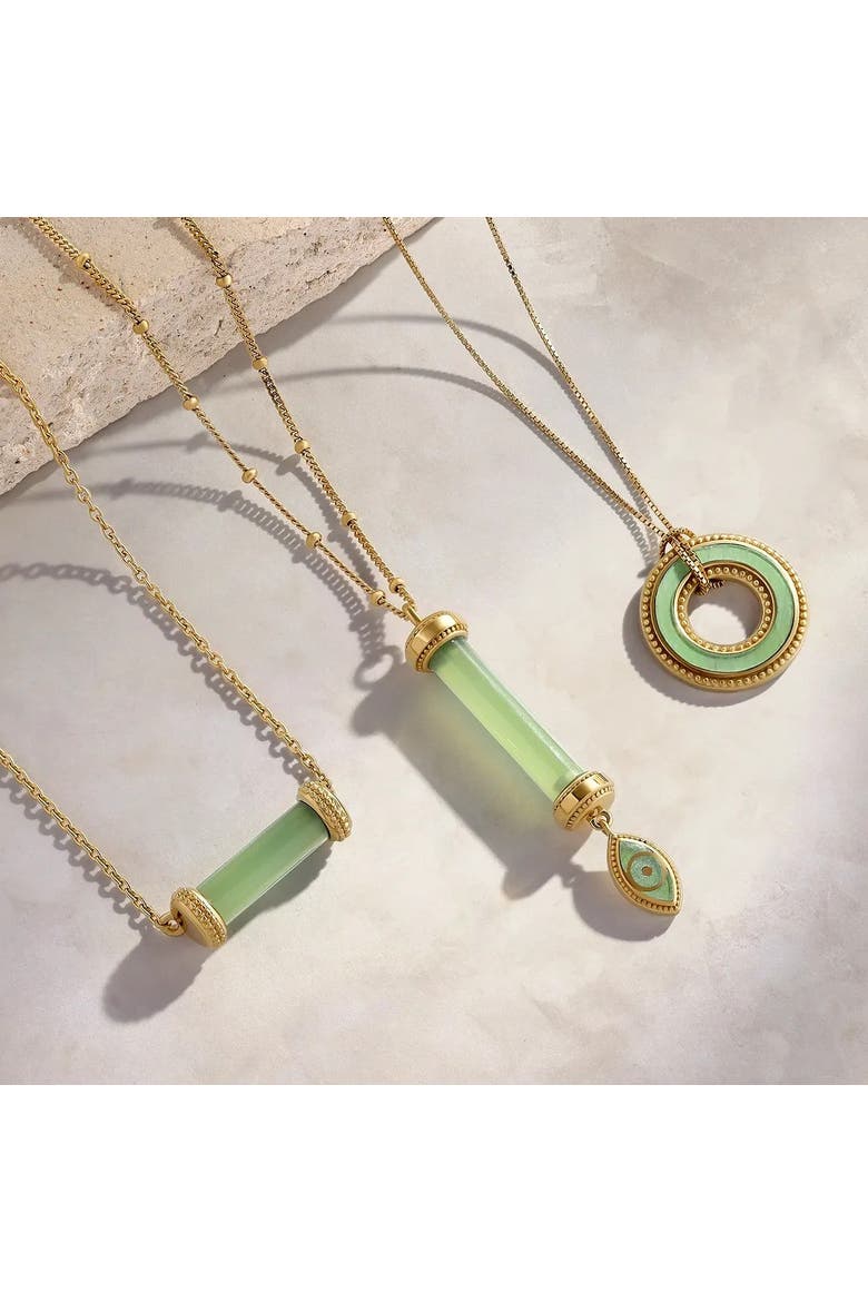 Guardian Spirit Jade Evil Eye Gold Necklace, Alternate, color, Gold/Pastel Green