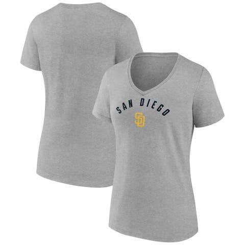 Women's Fanatics  Gray San Diego Padres V-Neck T-Shirt