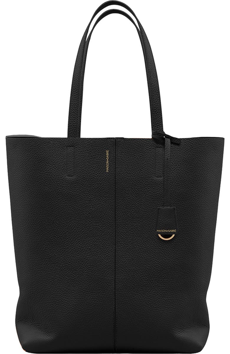 MAISON de SABRÉ Tall Leather Soft Tote, Main, color, Rouge Noir