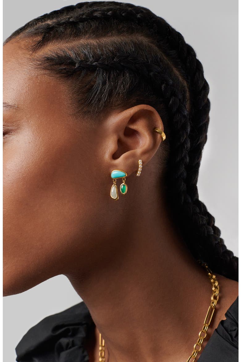 Floating Sloating Charm Stud Earrings, Alternate, color, GOLD