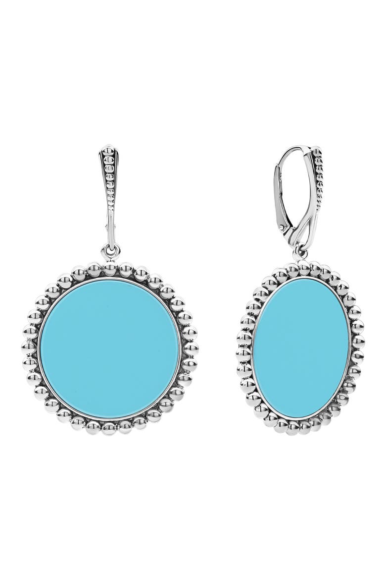 Maya Ceramic Drop Earrings, Alternate, color, SILVER/ BLUE