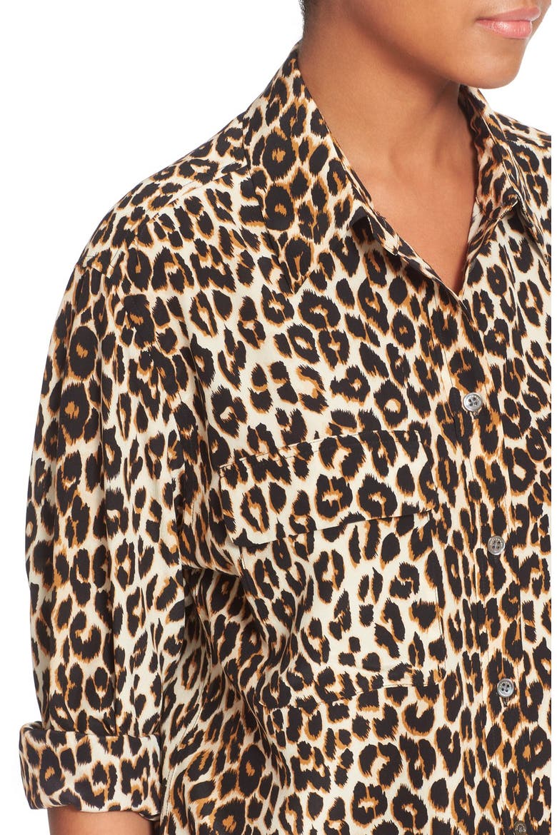 'Slim Signature' Silk Shirt, Alternate, color, NATURAL