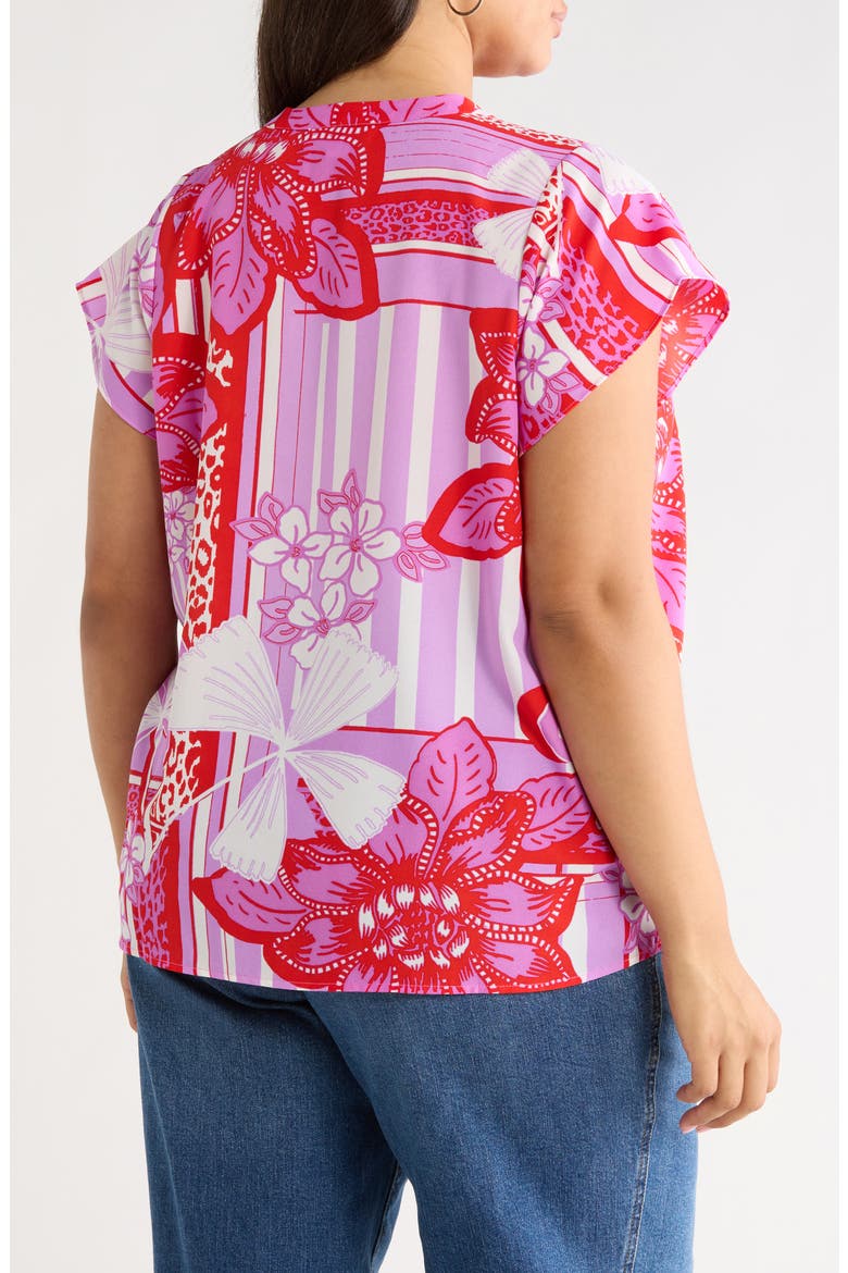 Barba Tropical Flutter Sleeve Top, Alternate, color, RED-WHITE