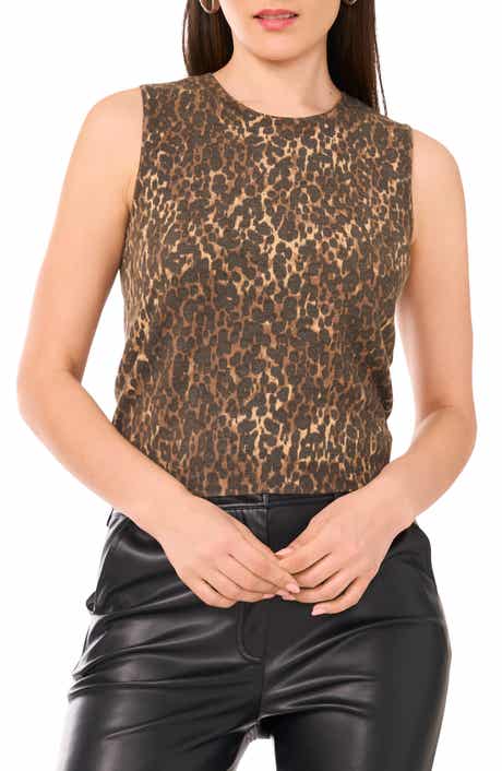 Vince Camuto Leopard Print Sweater Tank