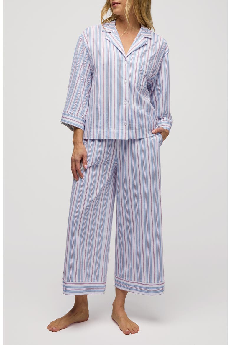 Olivia Wide Leg Pima Cotton Pajamas, Main, color, BLUE