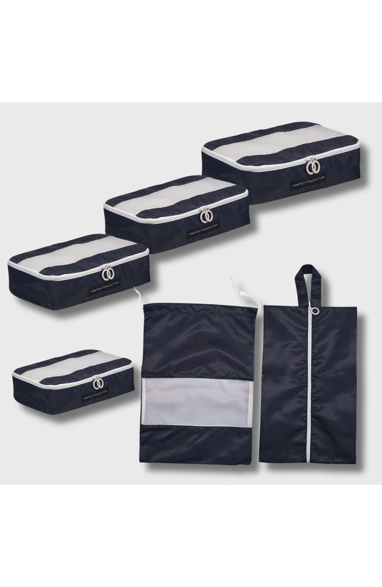 French Connection 6pc Packing Cube Travel Storage Set, Alternate, color, Marine Blue