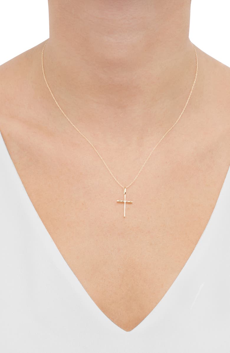 Frankie & Zoe 10K Yellow Gold Thin Cross Pendant Necklace, Alternate, color, Yellow Gold