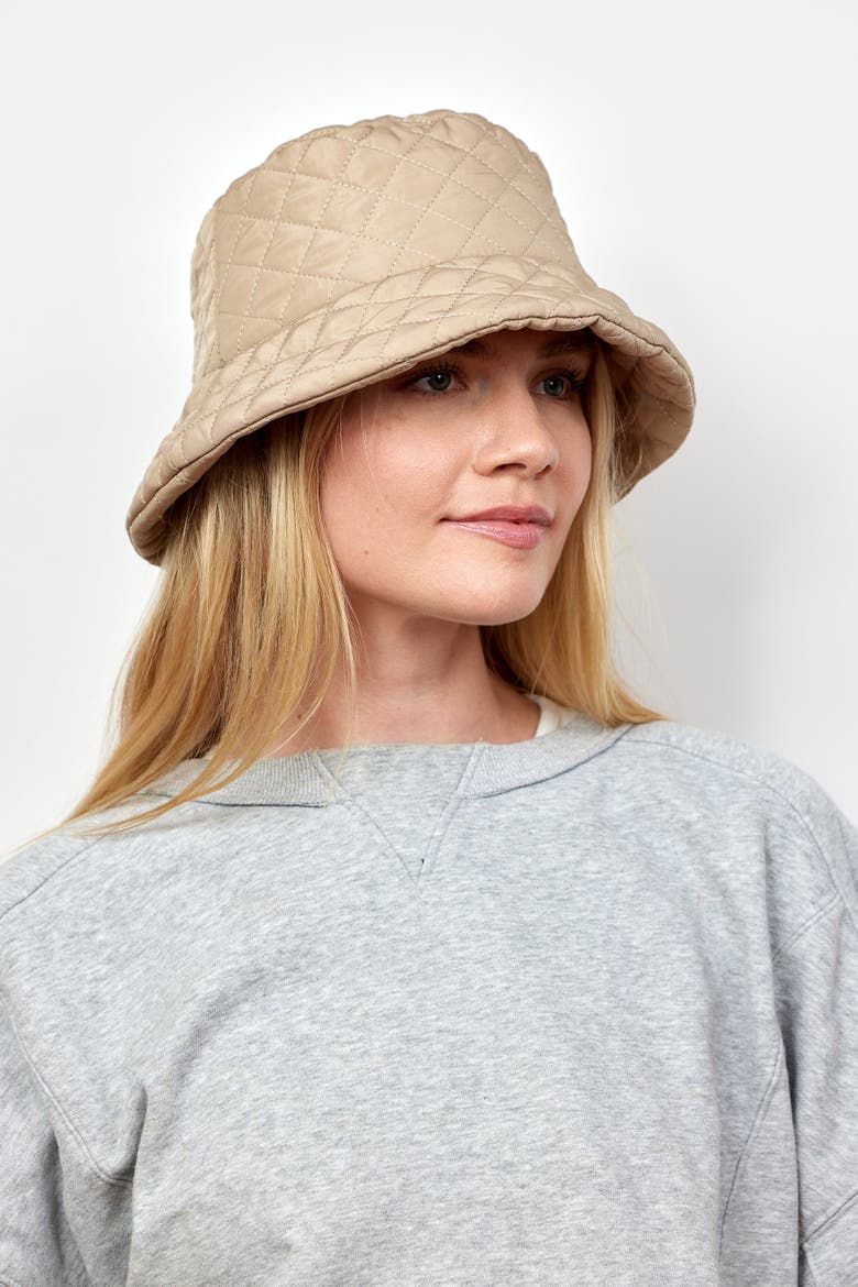 Quilted Bucket Hat, Alternate, color, Camel