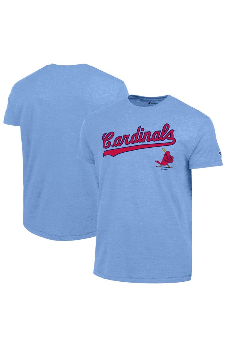 Champion Men's Champion Light Blue St. Louis Cardinals Cooperstown Wordmark Lockup Tri-Blend T-Shirt, Main, color, Light Blue