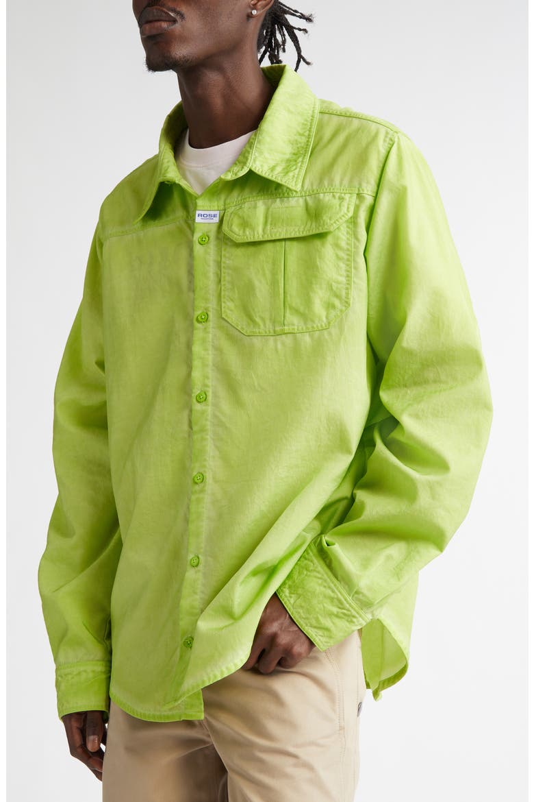 Cargo Button-Up Shirt, Alternate, color, GREEN LIME GREEN