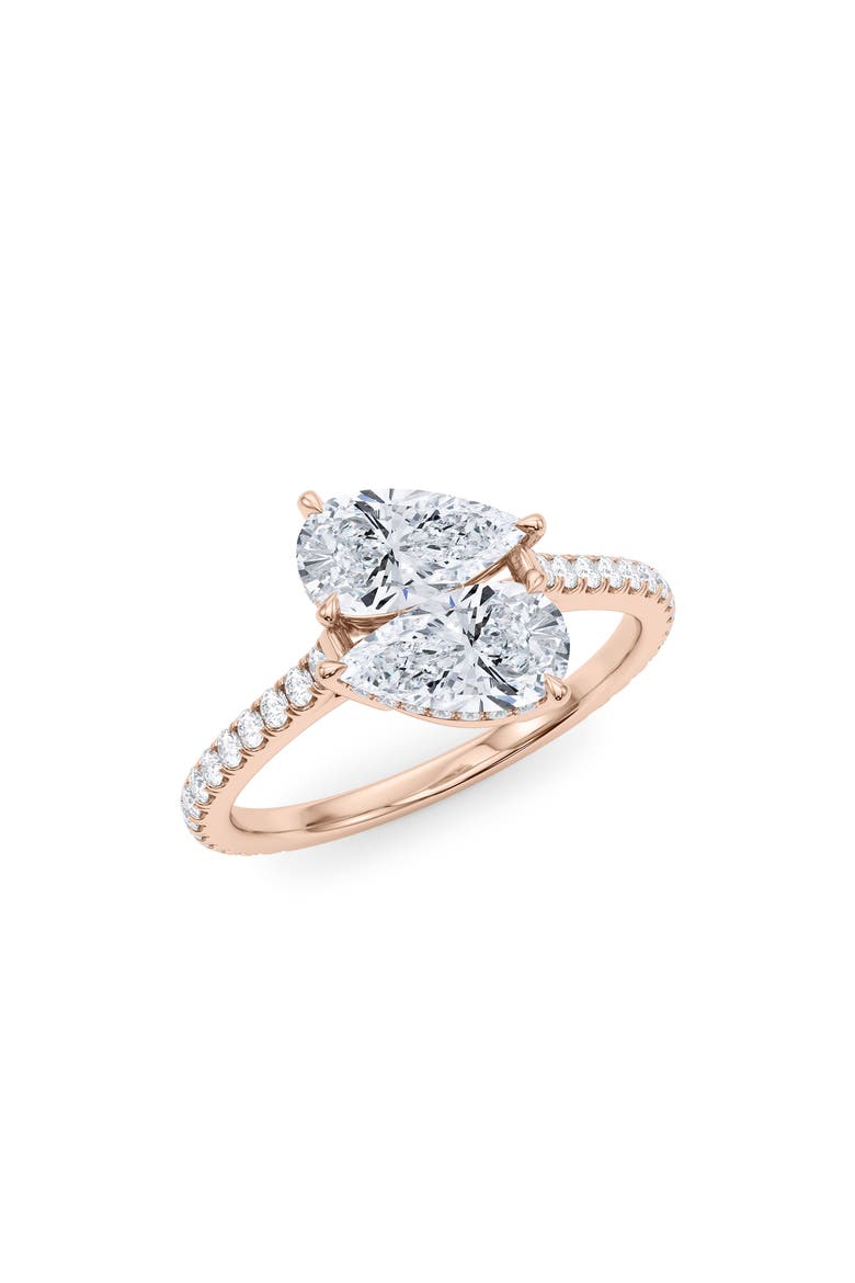 Twin Pear Cut Pavé Lab Grown Diamond Ring, Alternate, color, 18K ROSE GOLD