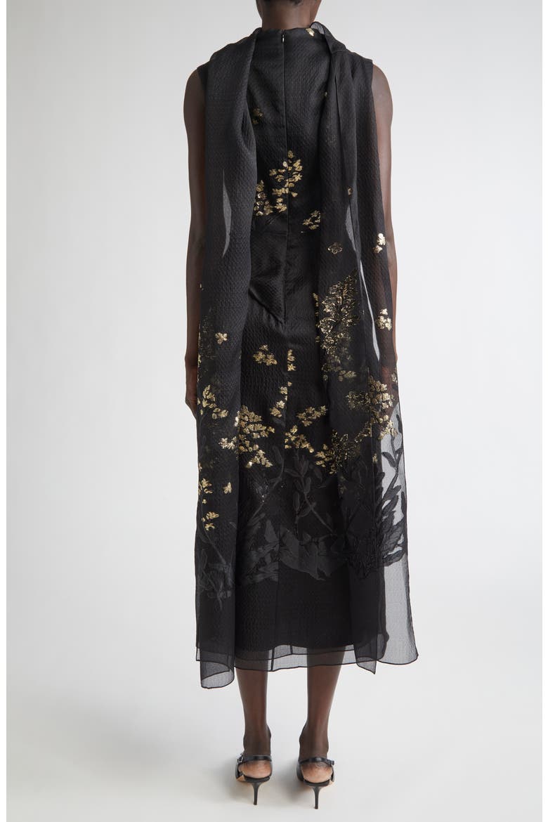 Drape Silk Blend Midi Cocktail Dress, Alternate, color, BLACK
