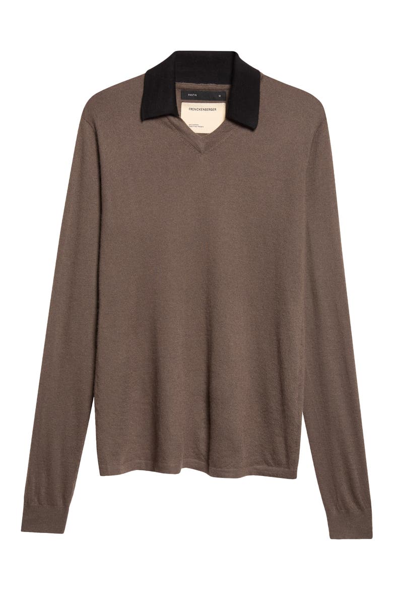 Long Sleeve Cashmere T-Shirt, Main, color, CACAO